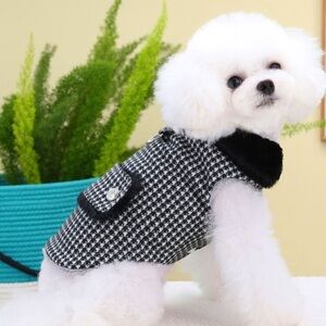 SHEIN Houndstooth and faux fur Dog vest 🐾